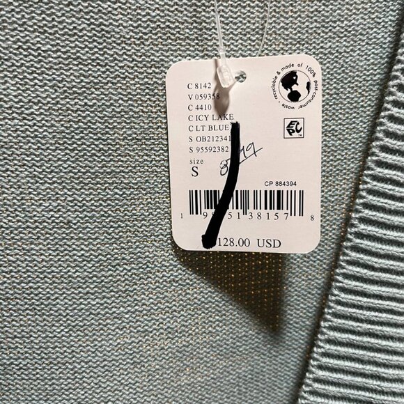 Free People Solar Cozy Tie Front Knit Sweater Top Icy Lake Blue Small - Picture 14 of 14